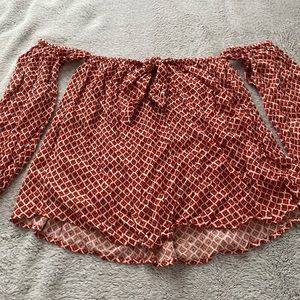 Red Loose Long Sleeve Women’s Top